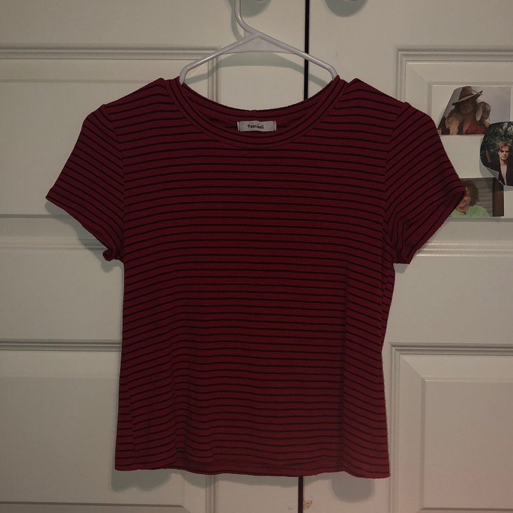 Red & Black Striped Top